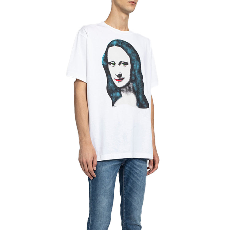 Off-White Mona Lisa Printing Large Short Sleeve White OMAA038E20JER0100110