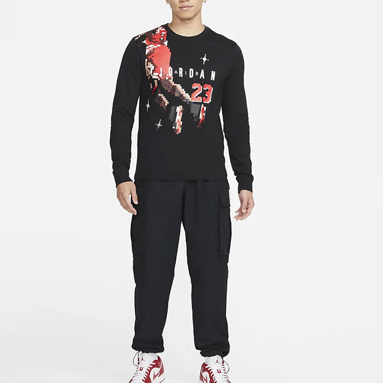 Air Jordan Brand Holiday Casual Sports Round Neck Alphabet Printing Long Sleeves Black DC9794-010