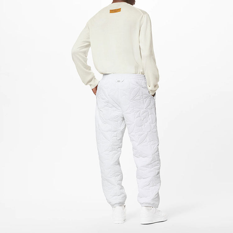 Men's LOUIS VUITTON FW21 Logo Embossing Round Neck Long Sleeves White 1A9EJ8