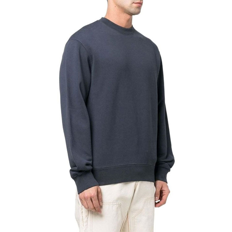 Men's Off-White FW22 Logo Printing Round Neck Pullover Navy Blue OMBA057S22FLE0054646