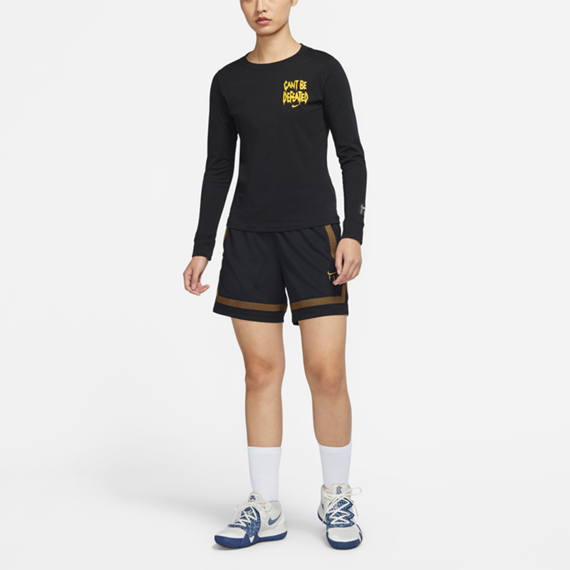 (WMNS) Nike Basketball Printing Sports Knit Round Neck Long Sleeves Black T-Shirt DN3055-010