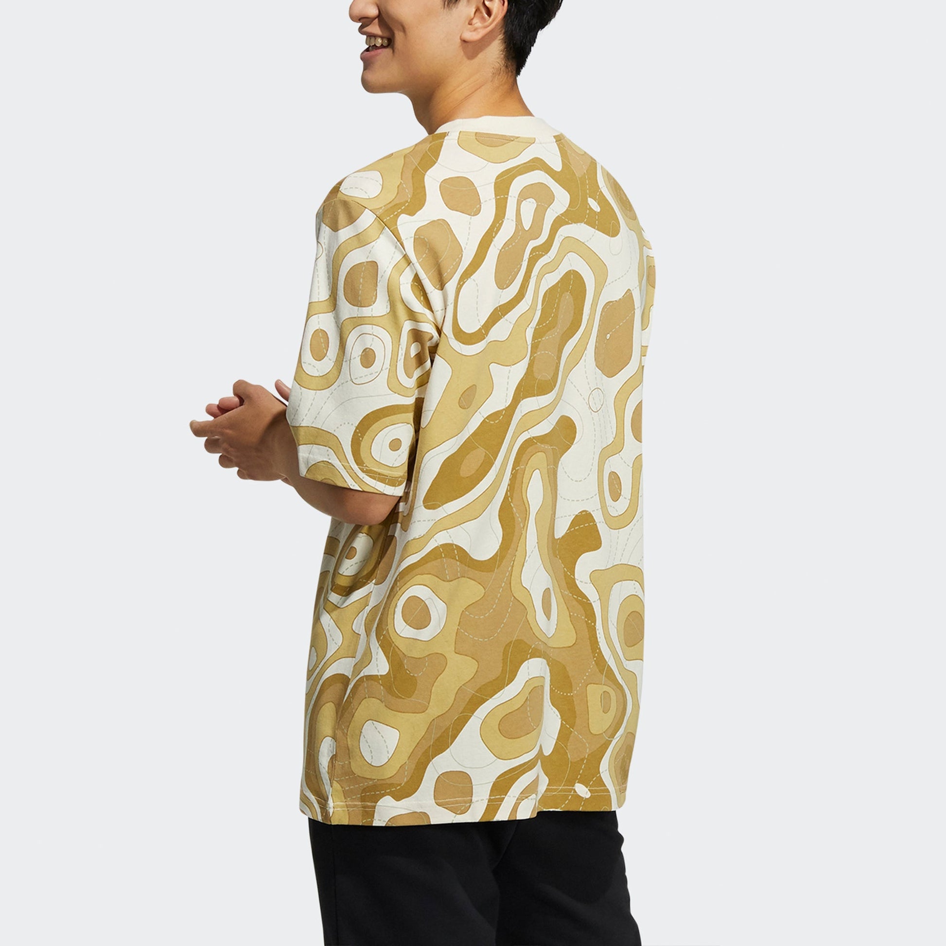 adidas neo M Cg T1 Camouflage Full Print Loose Sports Short Sleeve Yellow HE7938