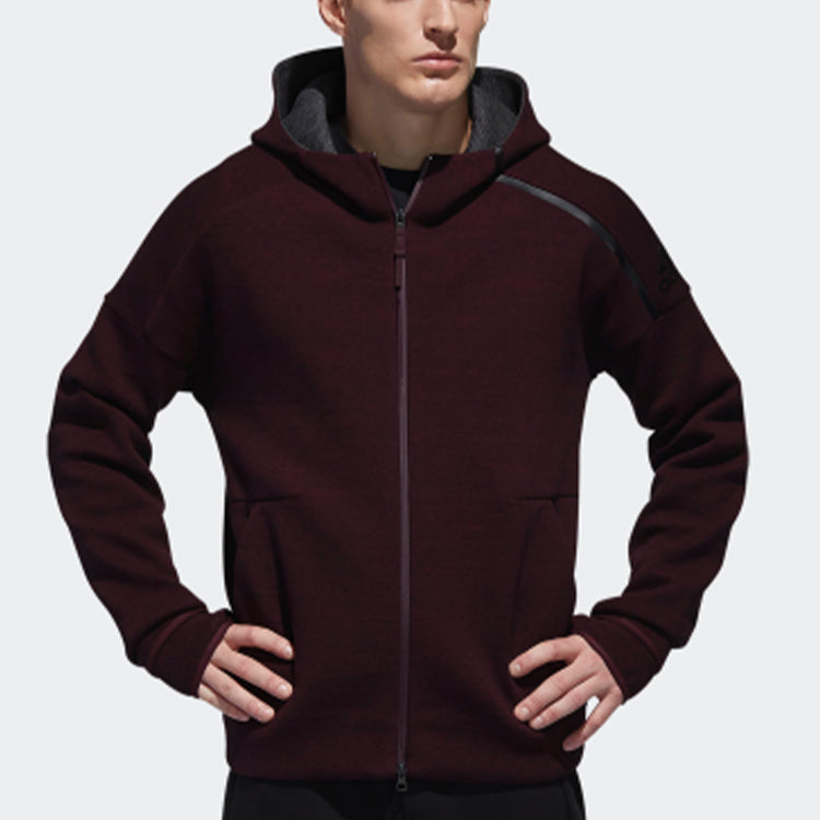 Men's adidas Sports Stylish Knit Jacket Red Brown DY5760