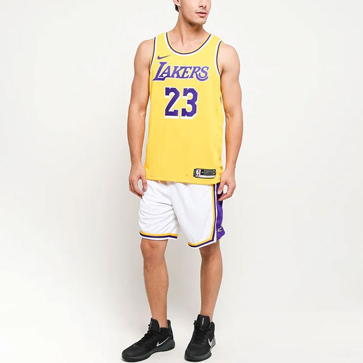 Nike NBA Association Edition SW Fan Edition Lakers Basketball Shorts White AJ5616-100