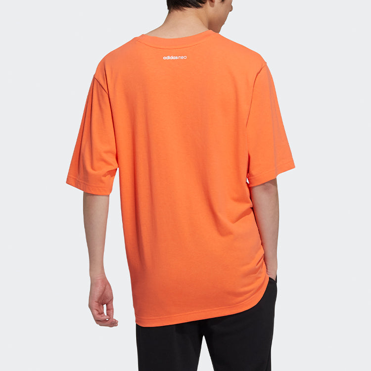 adidas neo M Brlv Tee1 Printing Sports Round Neck Short Sleeve Orange Yellow H59448