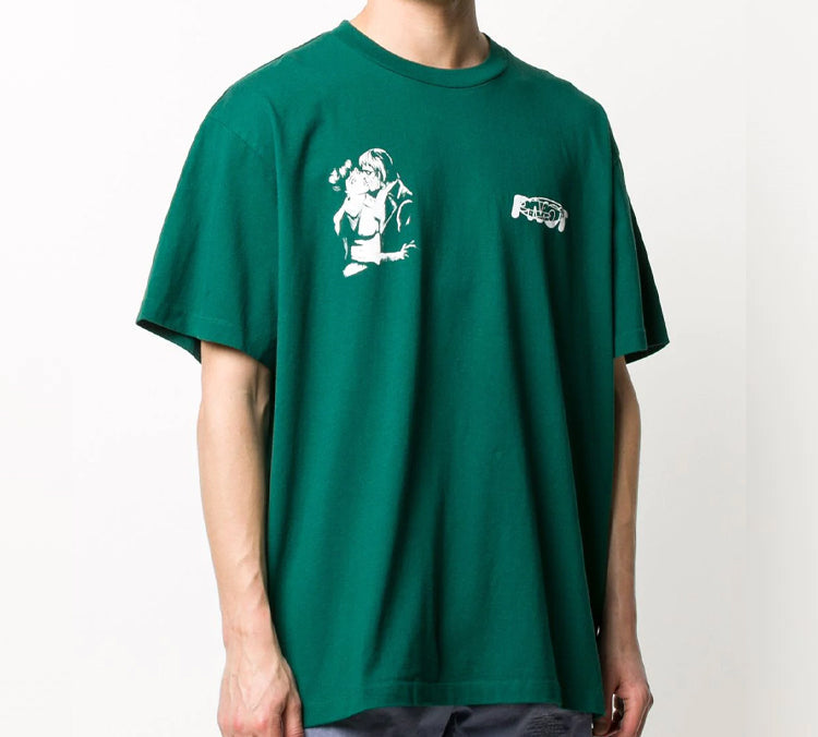 Off-White Kiss 21 Logo Printing Loose Fit Short Sleeve Green OMAA038E20JER0085701