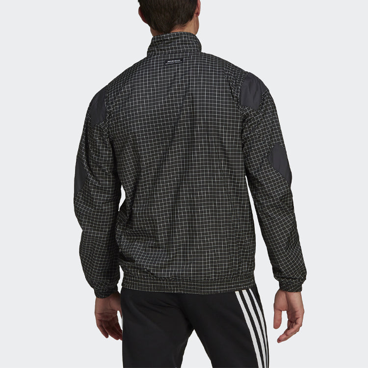 adidas M Primeblue Tt Plaid Pattern Loose Sports Jacket Black GM6511