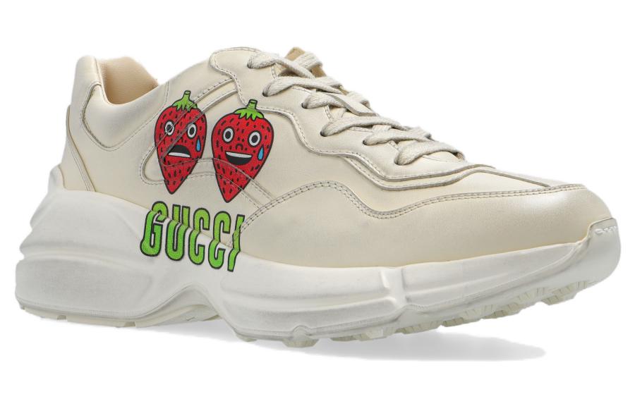 (WMNS) Gucci Rhyton Sneaker With Strawberry Print 'Ivory White' 703814-DRW00-9522