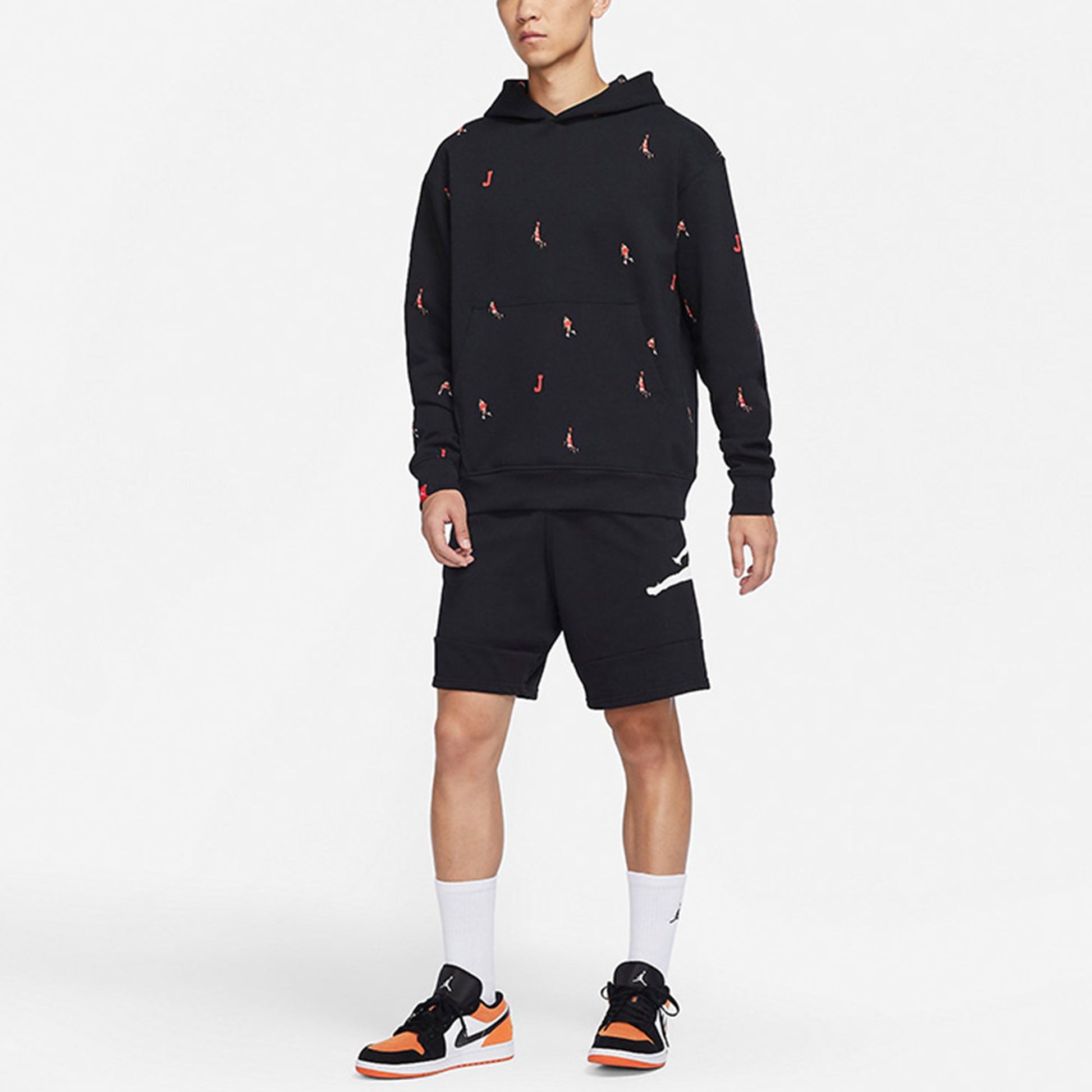 Men's Air Jordan Full Print Athleisure Casual Sports Pullover Black DC9708-010
