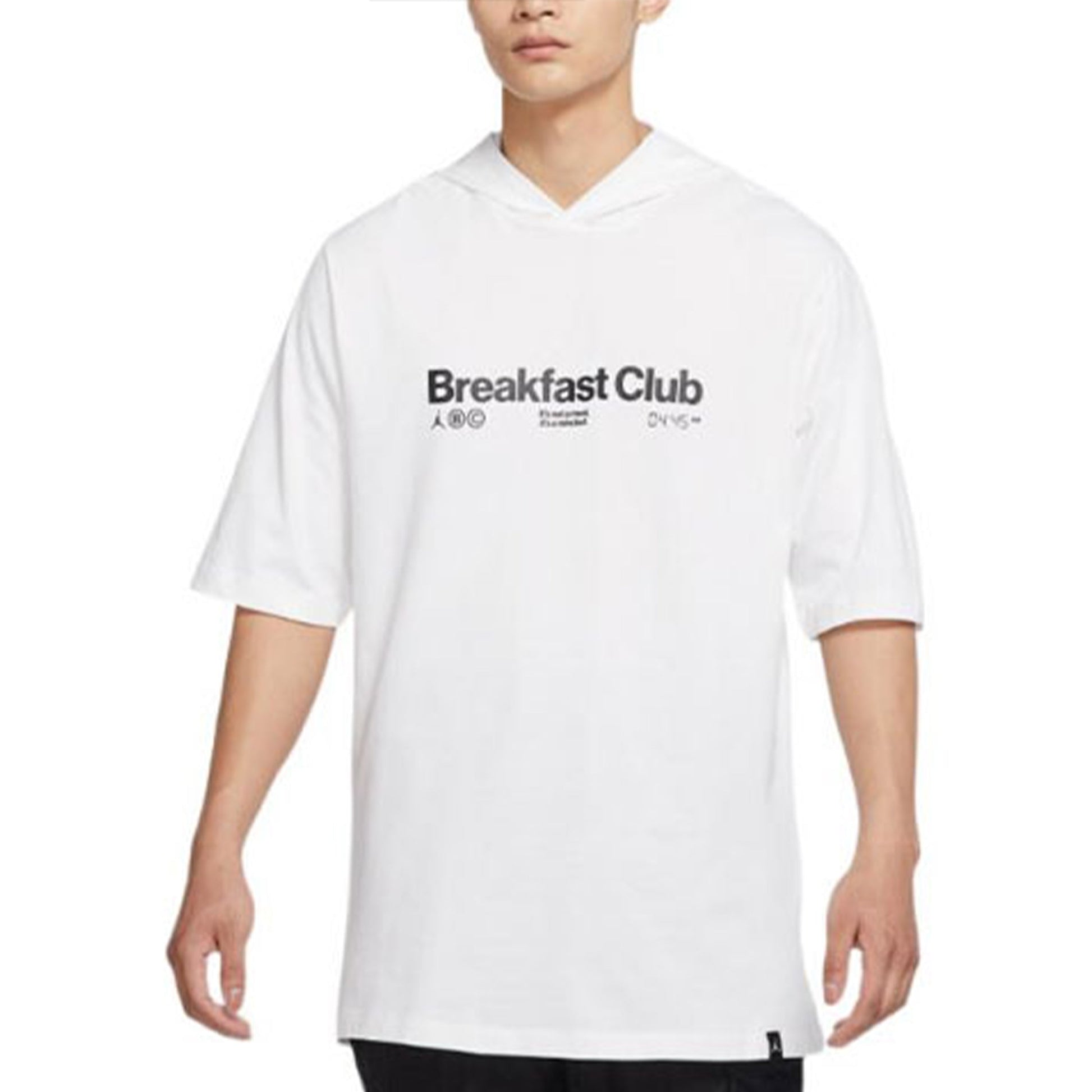 Men's Nike Alphabet Printing Hooded Pullover Short Sleeve White T-Shirt DQ7383-100