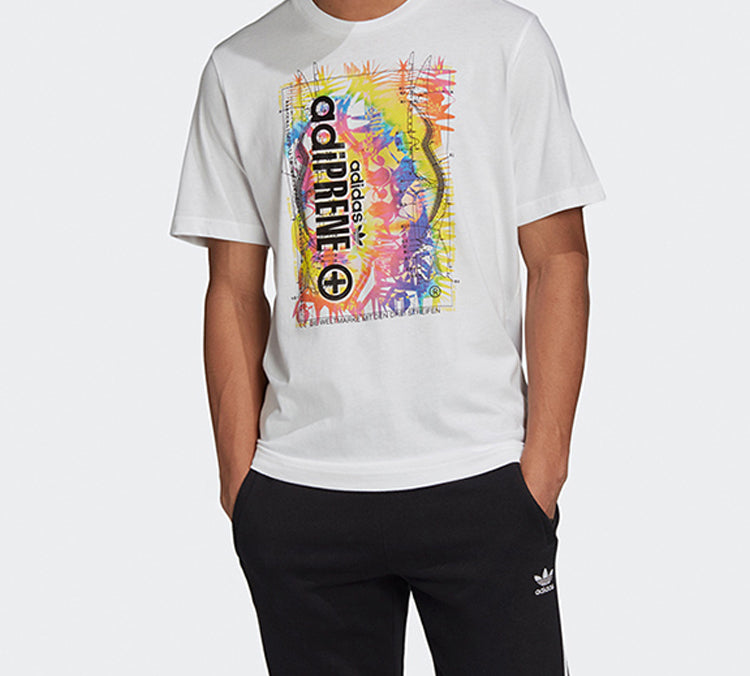 adidas originals Adiprene Retro Printing Sports Short Sleeve White GD6005