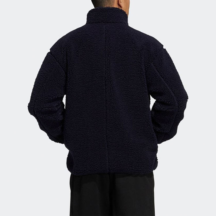 Men's adidas Casual Sports Zipper Solid Color Jacket Japanese Version Navy Blue H40889