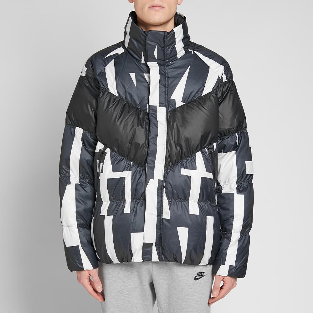 Nike Windproof Stay Warm Printing Stand Collar Down Jacket Black 928889-121
