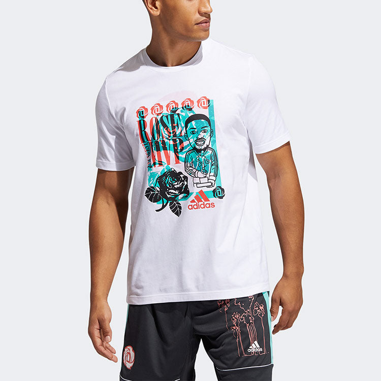 adidas Rose Avatar Mvp Casual Sports Cartoon Printing Short Sleeve White GP3442