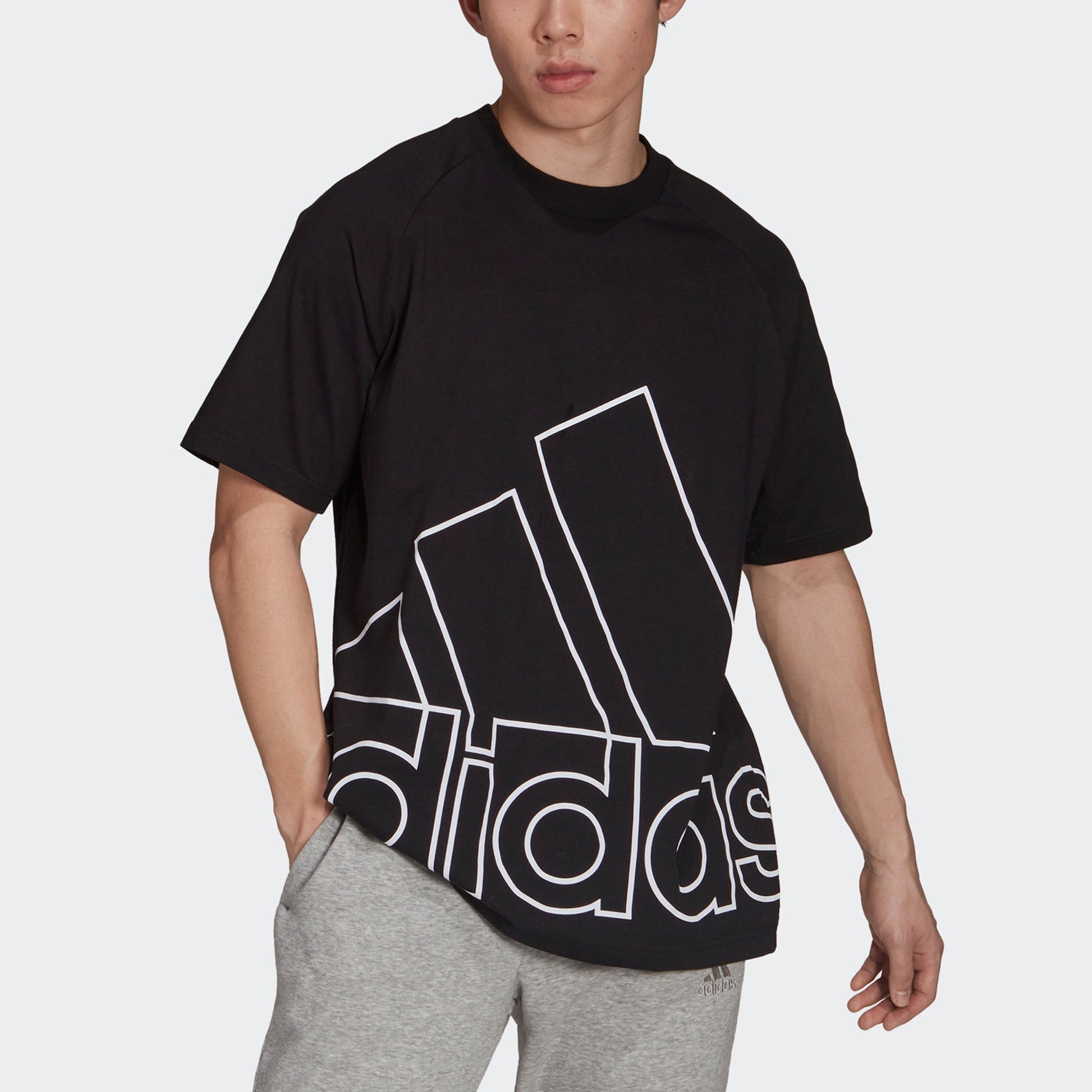 adidas Unisex U Big Logo T Printing Round-neck Black H60662