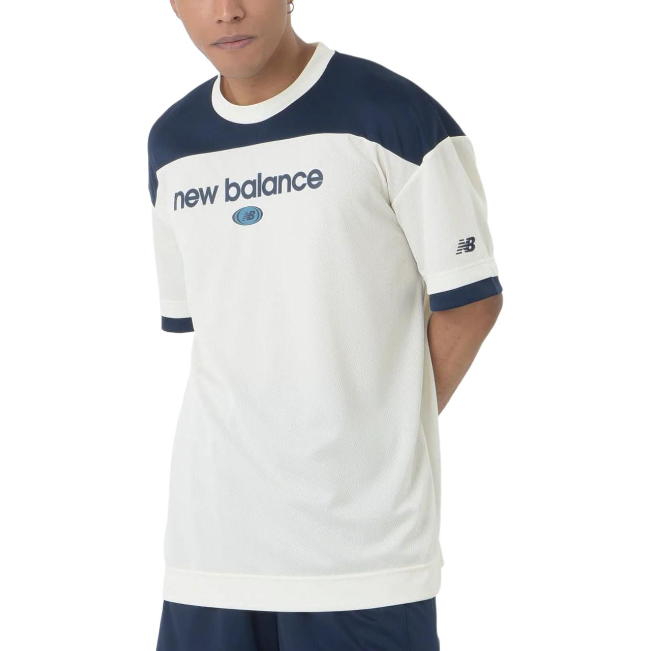 New Balance Linear Logo Honeycomb Mesh T-shirt Asia Sizing 'Sea Salt' AMT45072-SST