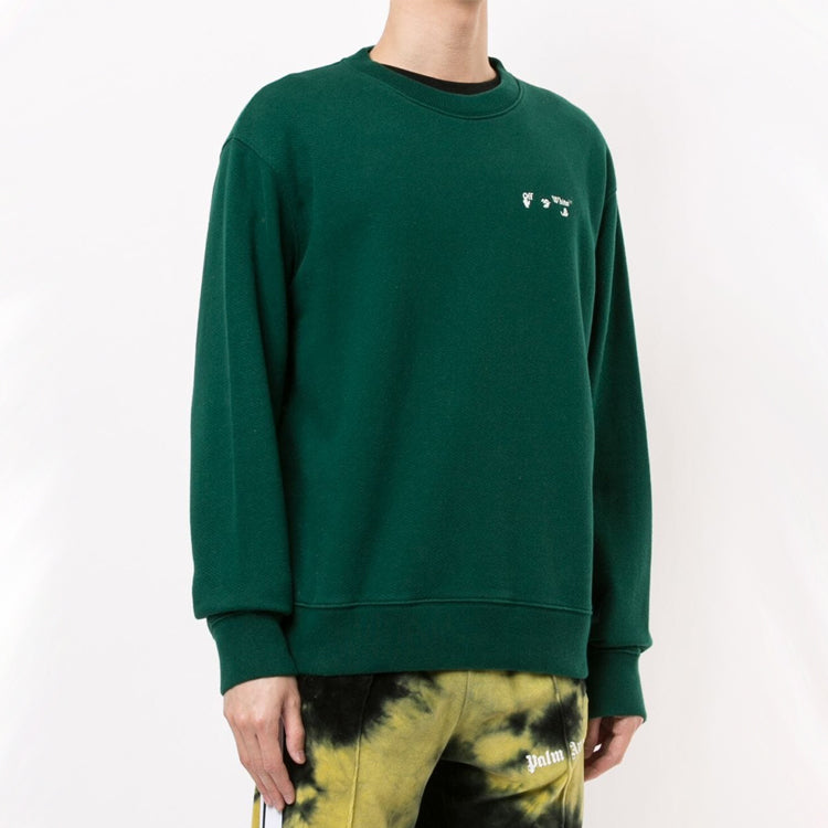 Men's Off-White Logo Printing Pullover Green OMBA025E20FLE0015701