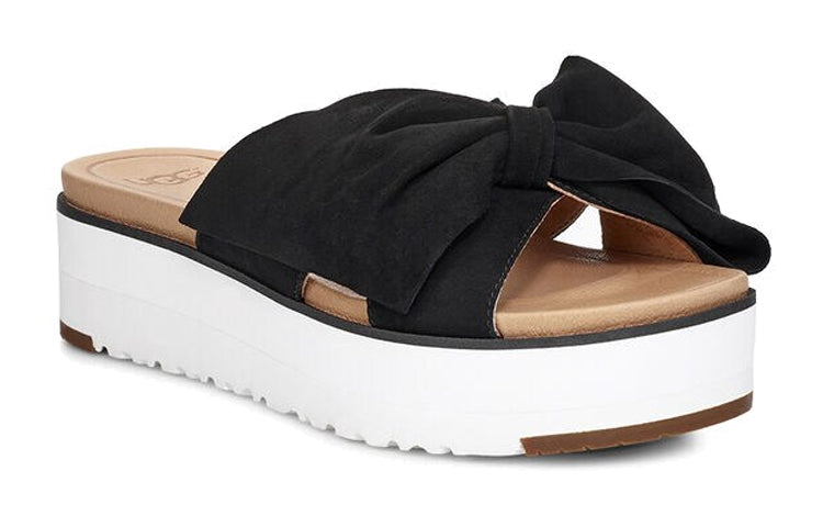 (WMNS) UGG Bow Open Toe Black White Slippers 'Black White' 1099803-BLK
