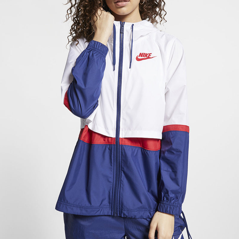 (WMNS) Nike Color Matching Hooded Sports Jacket White CZ1918-106