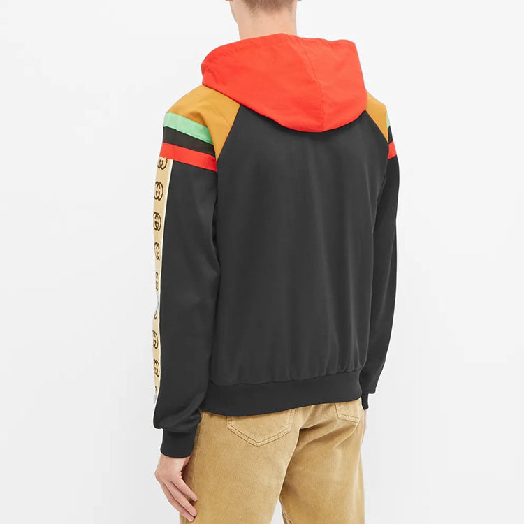 Gucci Vintage Side Logo Patchwork Striped GG-Buckle Hooded Jacket For Men Multi-color 625338-XJCNQ-1082