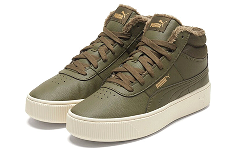 (WMNS) PUMA Vikky Stacked High Board Shoes Olive Green 372205-05