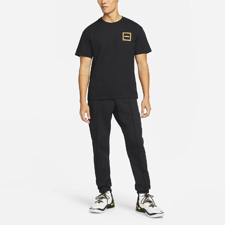 Nike Back Stripe Pattern Printing Basketball Round Neck Casual Short Sleeve Black DQ1882-010