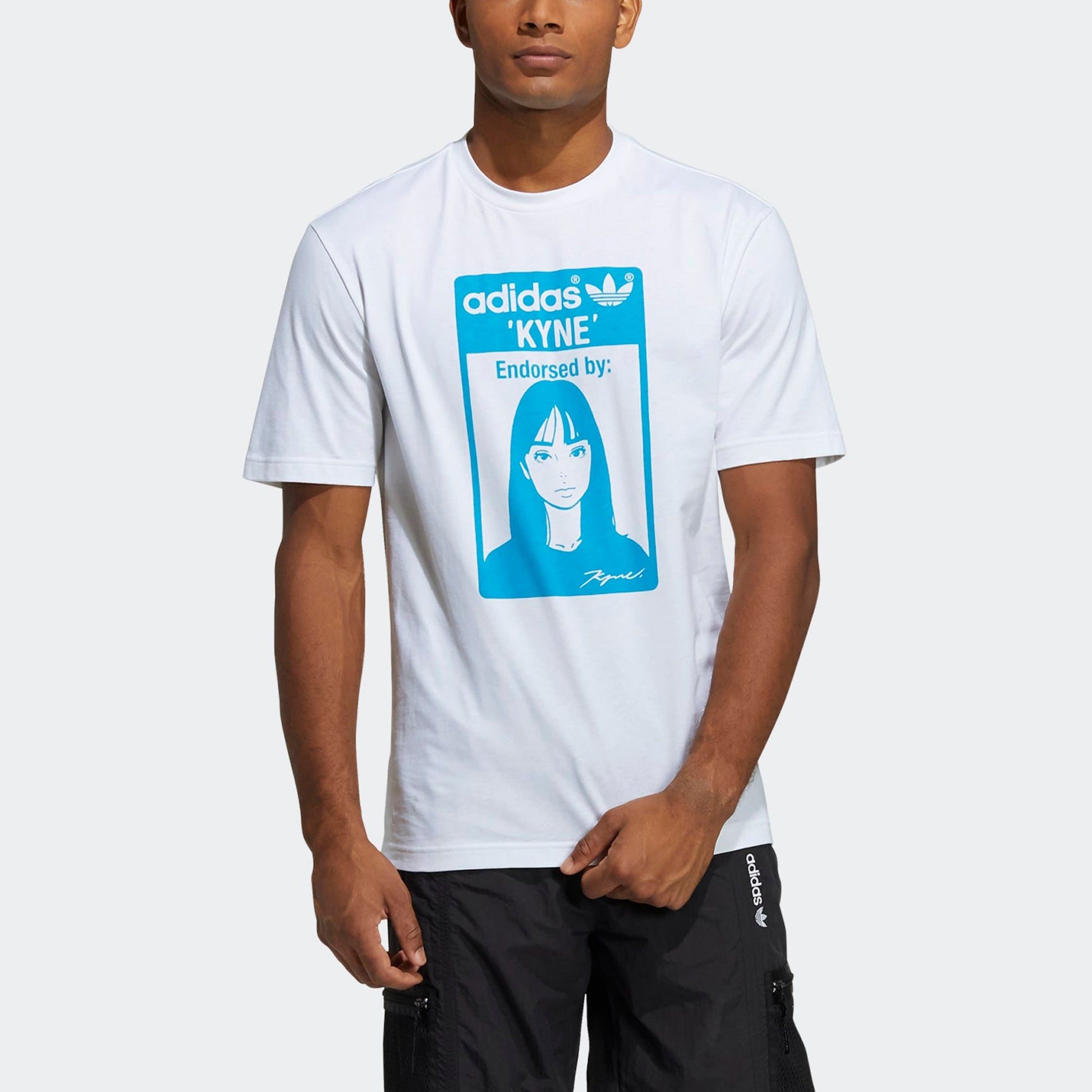 adidas originals x KYNE Crossover Character Printing Round Neck Sports Short Sleeve White HA9996