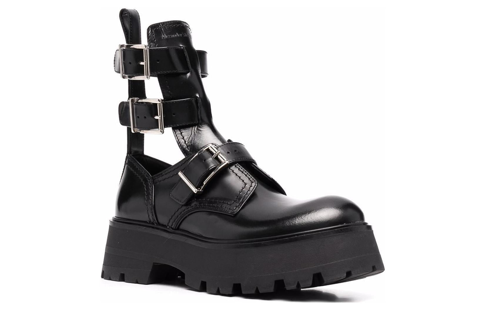 (WMNS) Alexander McQueen Flat Rubber Boots 'Black' 700078WIC631081