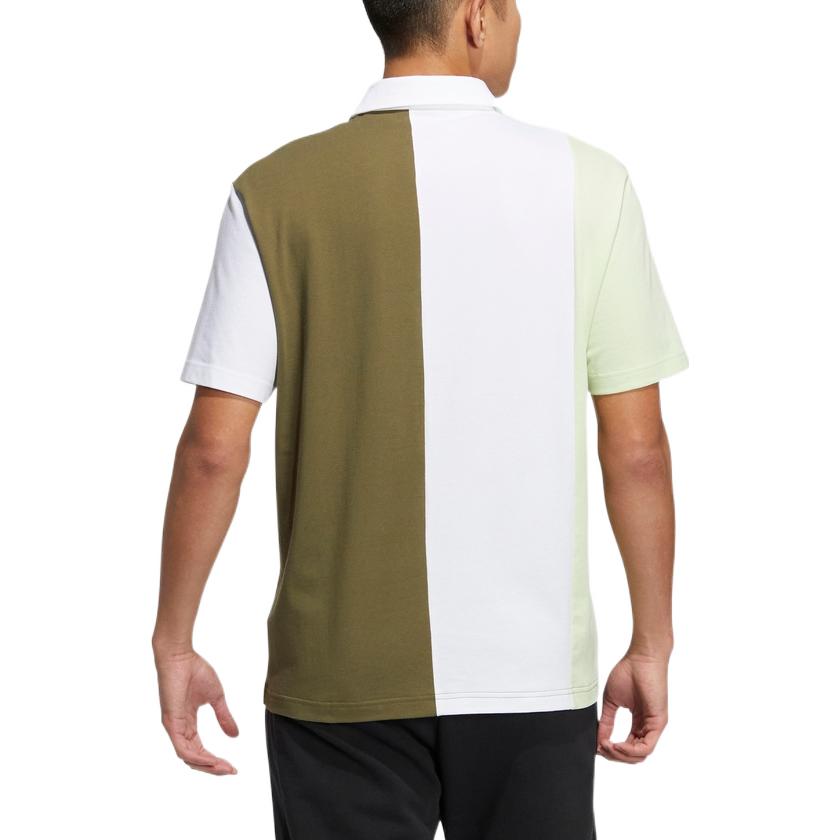 adidas neo Colorblock Casual Short Sleeve Polo Shirt Green White HS6810