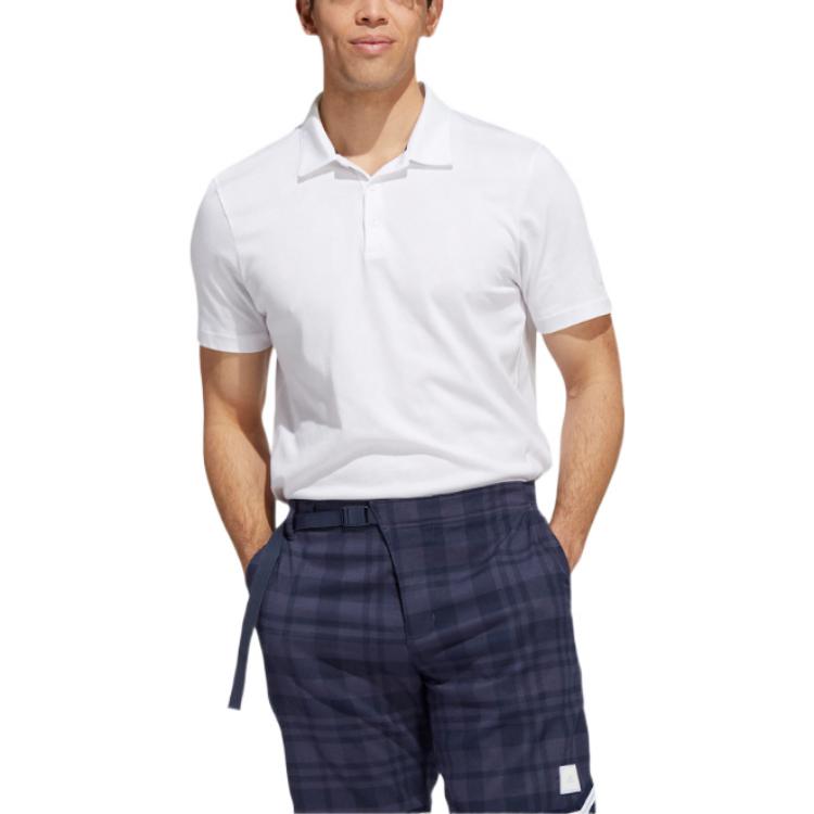 adidas Solid Color Golf Sports Short Sleeve White Polo Shirt HP1918