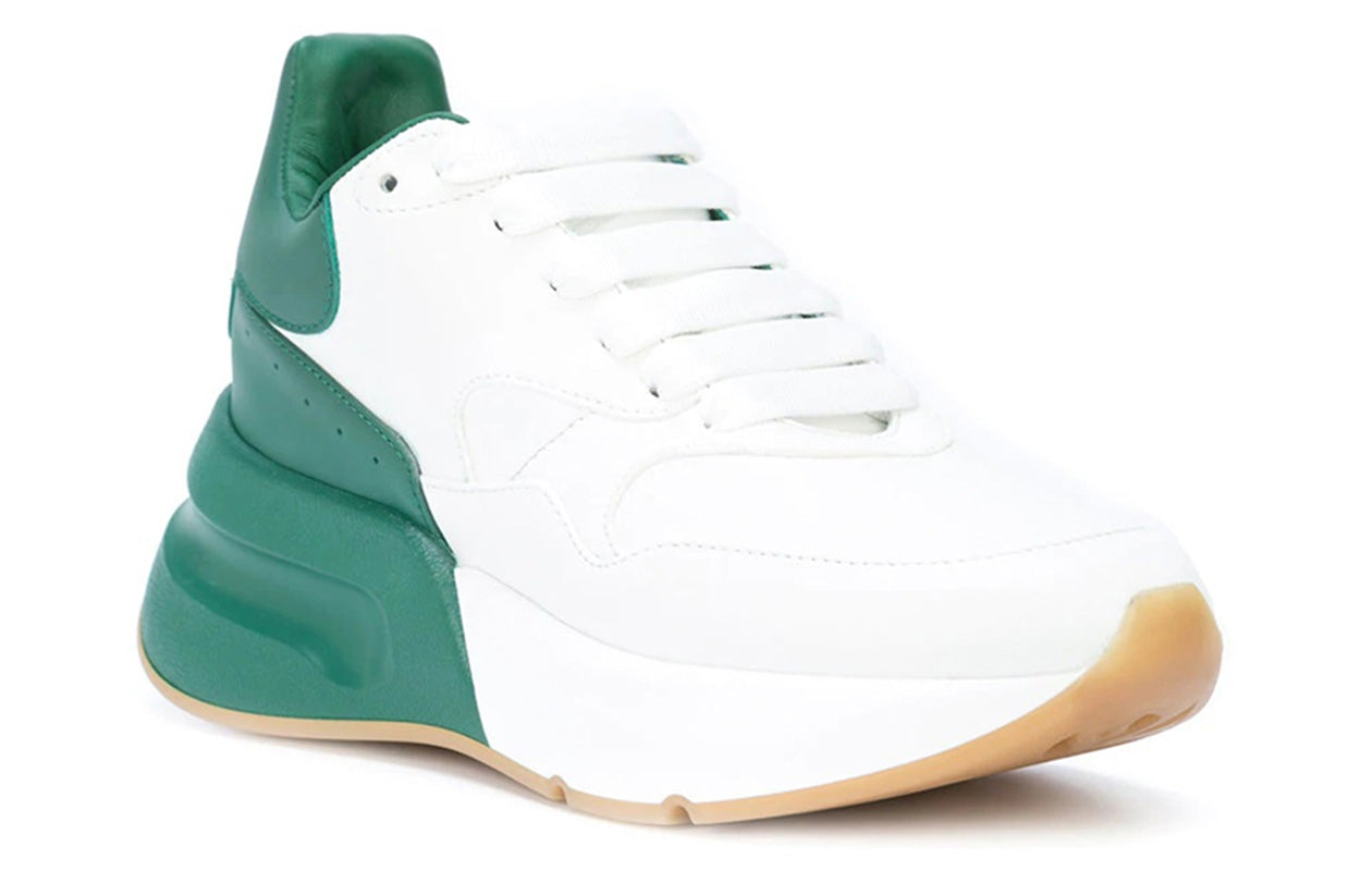 (WMNS) Alexander McQueen Oversized Runner Low Top Leather Sneakers with Mesh 'White Green' 533709WHRU39463
