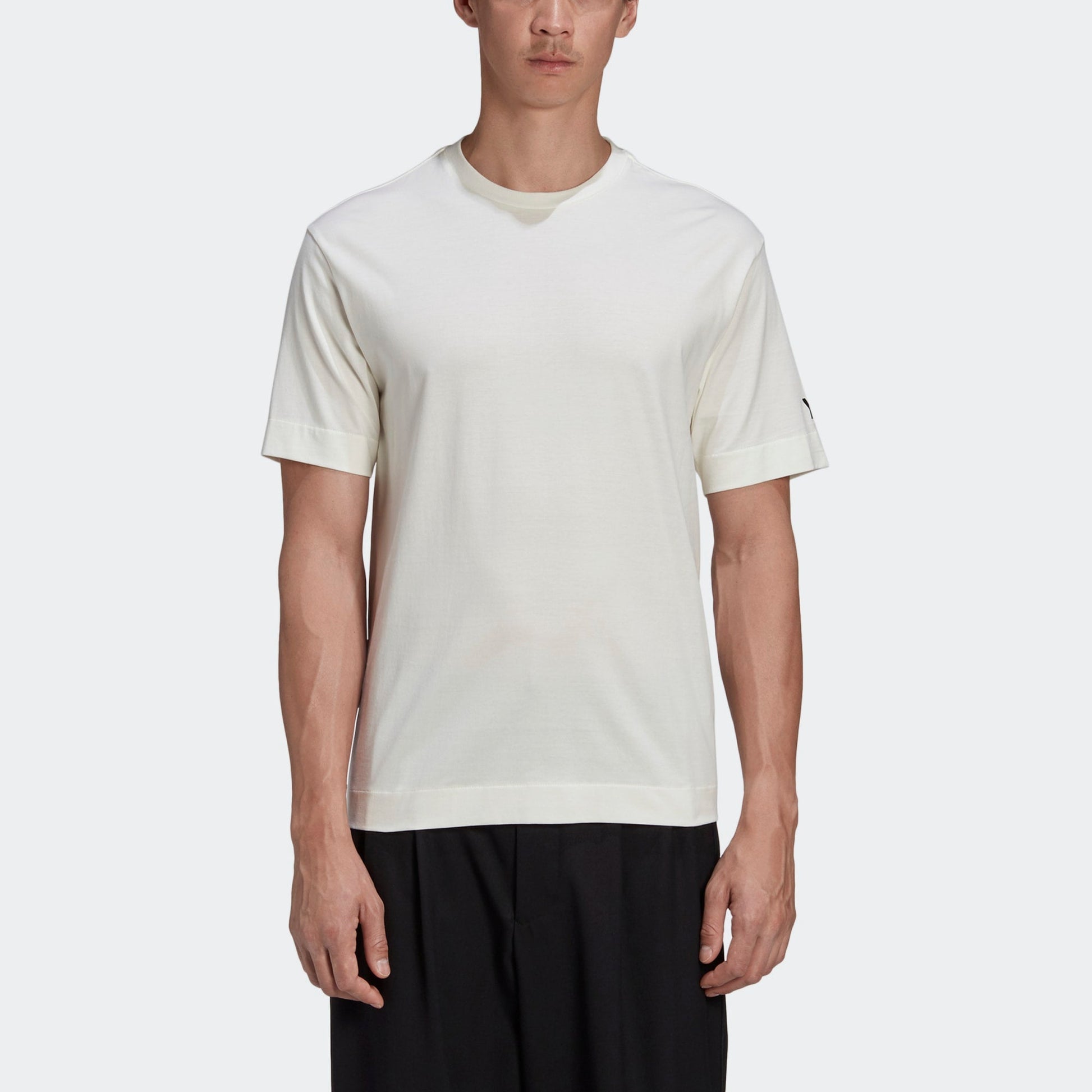 Men's Y-3 Back Large Logo Round Neck Short Sleeve White T-Shirt GK4360
