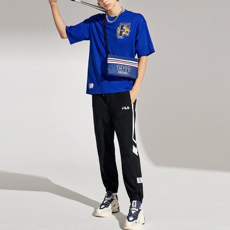 FILA FUSION Colorblock Basketball Bundle Feet Woven Casual Sports Long Pants Black T11M112603F-BK