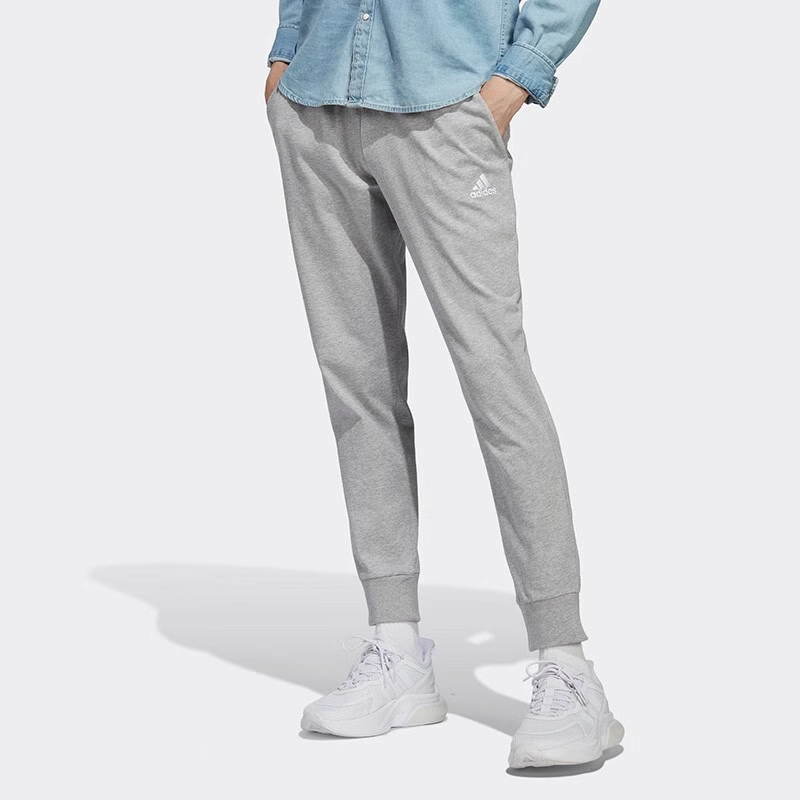 adidas Essentials Single Jersey Tapered Cuff Pants 'Grey' IC9419