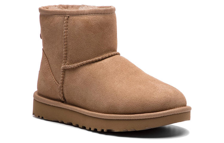 (WMNS) UGG CLASSIC MINI Snow boots 'Brown Yellow' 1016222-FAWN