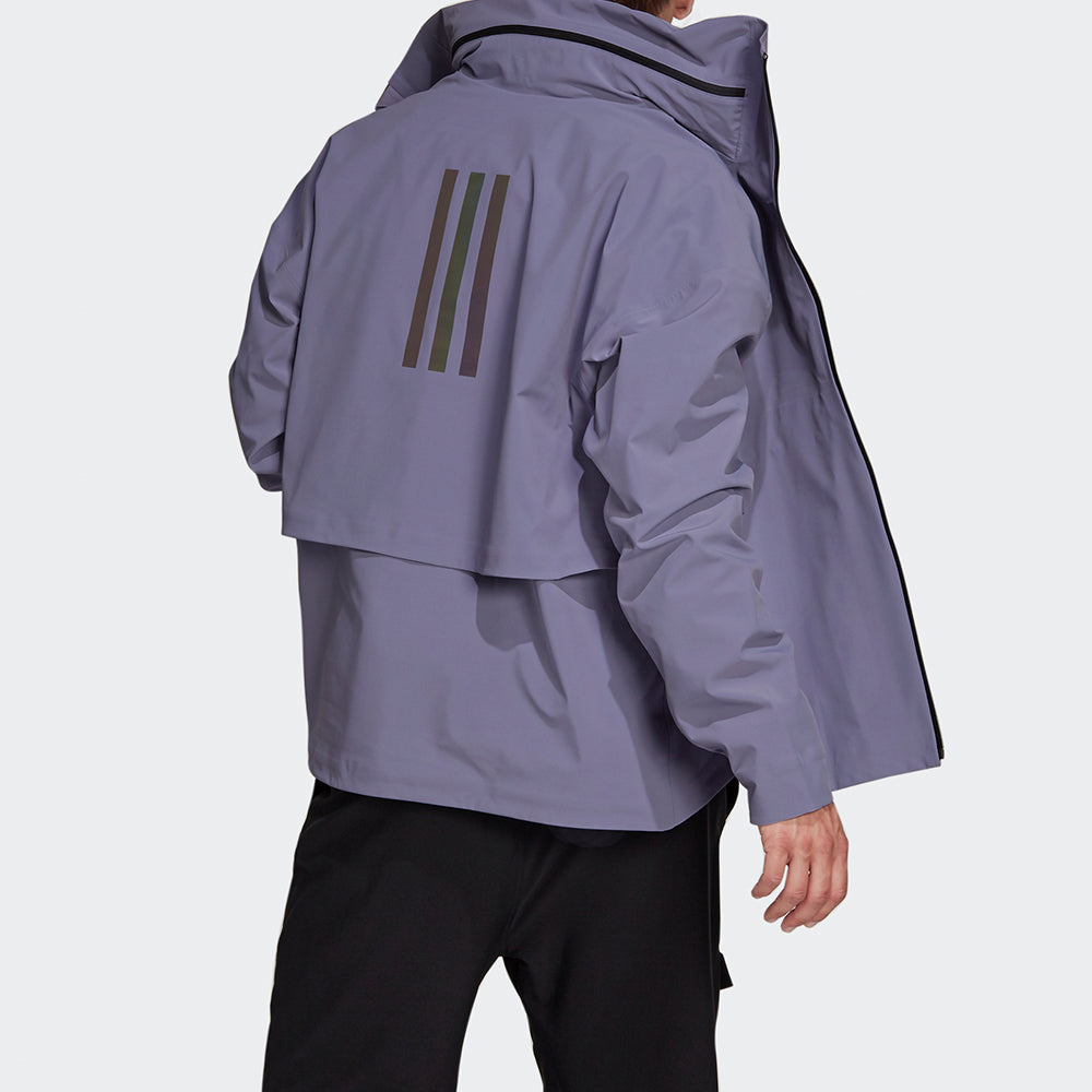 Men's adidas Myshelter Jkt Outdoor Sports Loose Rainproof Hooded Logo Jacket Autumn Purple GT6576