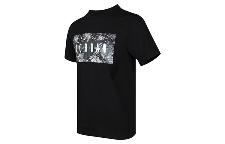 Air Jordan Poolside Flowers Alphabet Printing Short Sleeve Black CQ2061-010
