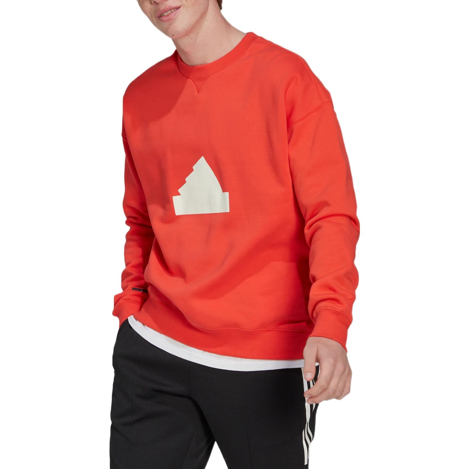 Men's adidas Contrasting Colors Pattern Printing Round Neck Pullover Red HN1944