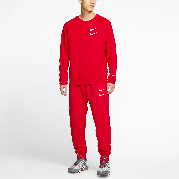 Nike Embroidered Fleece Lined Stay Warm Round Neck Pullover Red DD5079-657