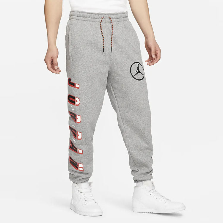 Men's Air Jordan Large Logo Casual Fleece Sports Pants/Trousers/Joggers Gray CV2980-091