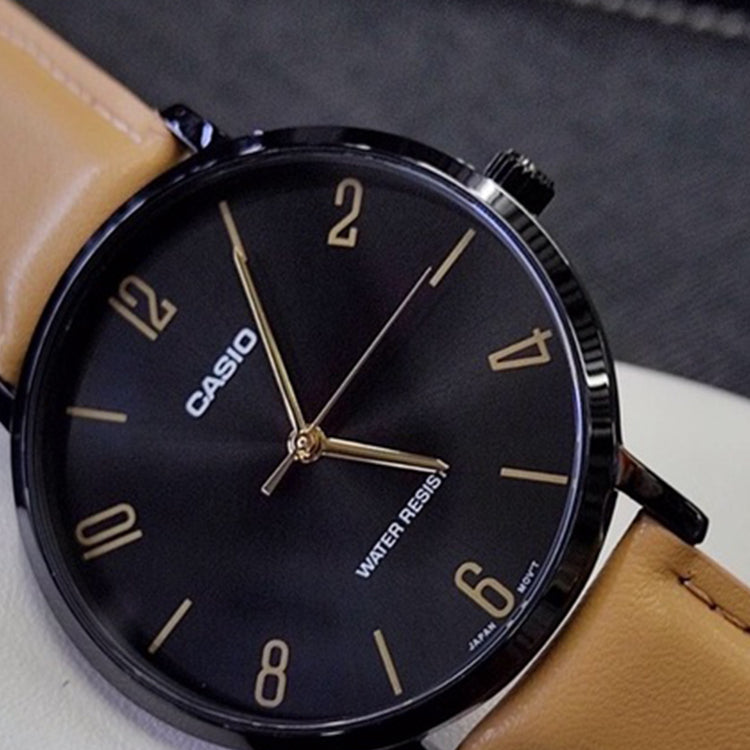 Men's CASIO Dress Series Classic Minimalistic Exquisite Fashion Watch 40mm Waterproof Strap Mens Black Analog MTP-VT01BL-1B