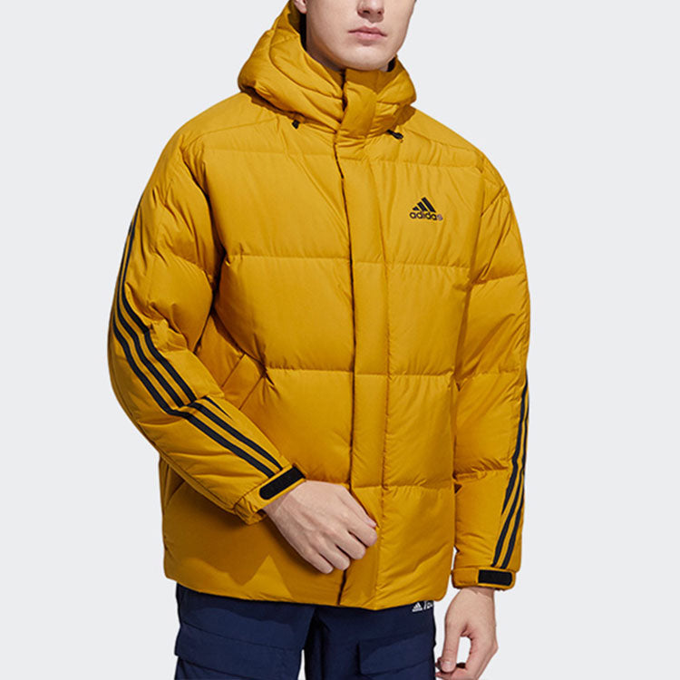 adidas 3st Puffy Dwn J Casual Sports Stay Warm hooded down Jacket Yellow H20757