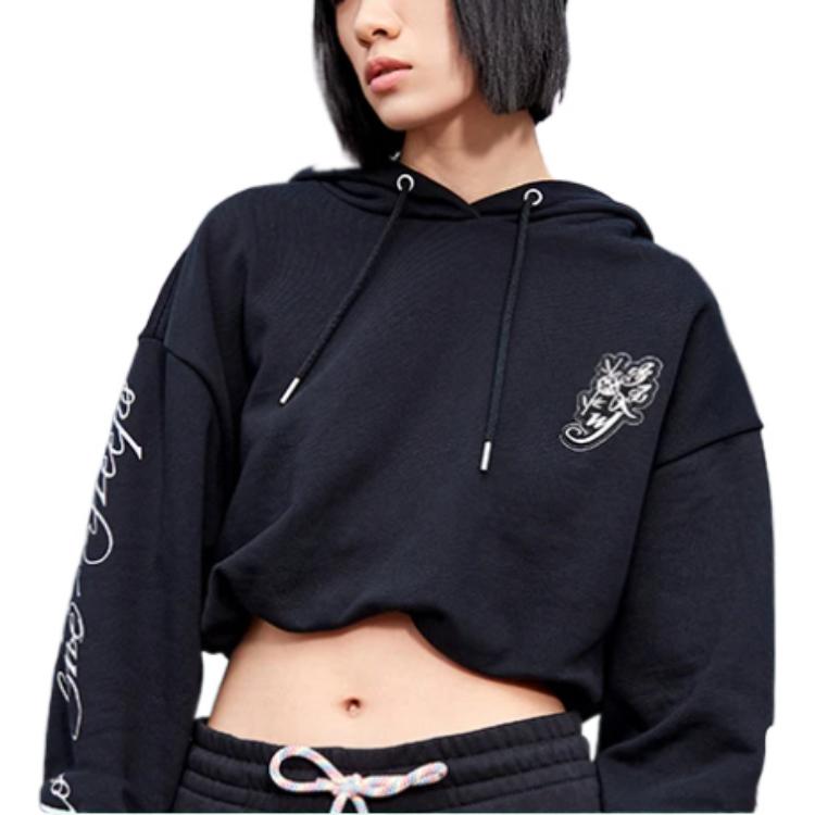 (WMNS) Li-Ning BADFIVE Sports Basketball Series Short Pullover Hoodie 'Black' AWDRH68-2