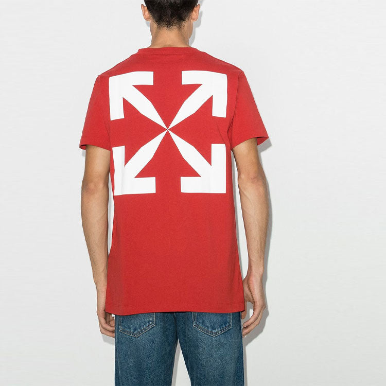 Off-White SS21 Printing Round Neck Short Sleeve Loose Fit Red OMAA038F20FAB0152540