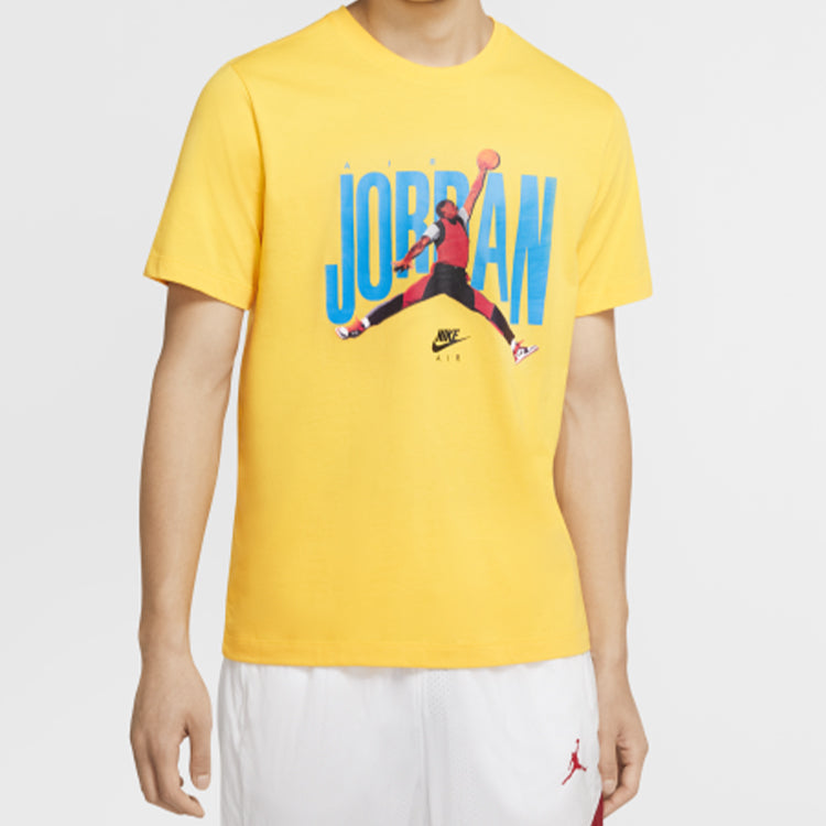 Men's Air Jordan Design Short Sleeve Yellow T-Shirt CJ6307-728