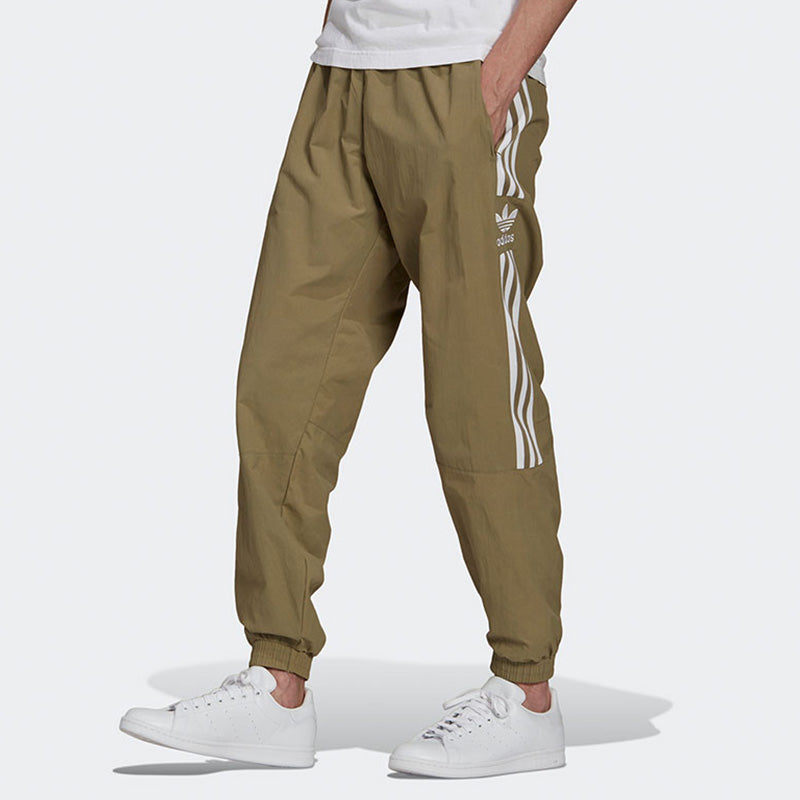 Men's adidas originals Lock Up Tp Stripe Logo Woven Bundle Feet Sports Pants/Trousers/Joggers Autumn Green H41386