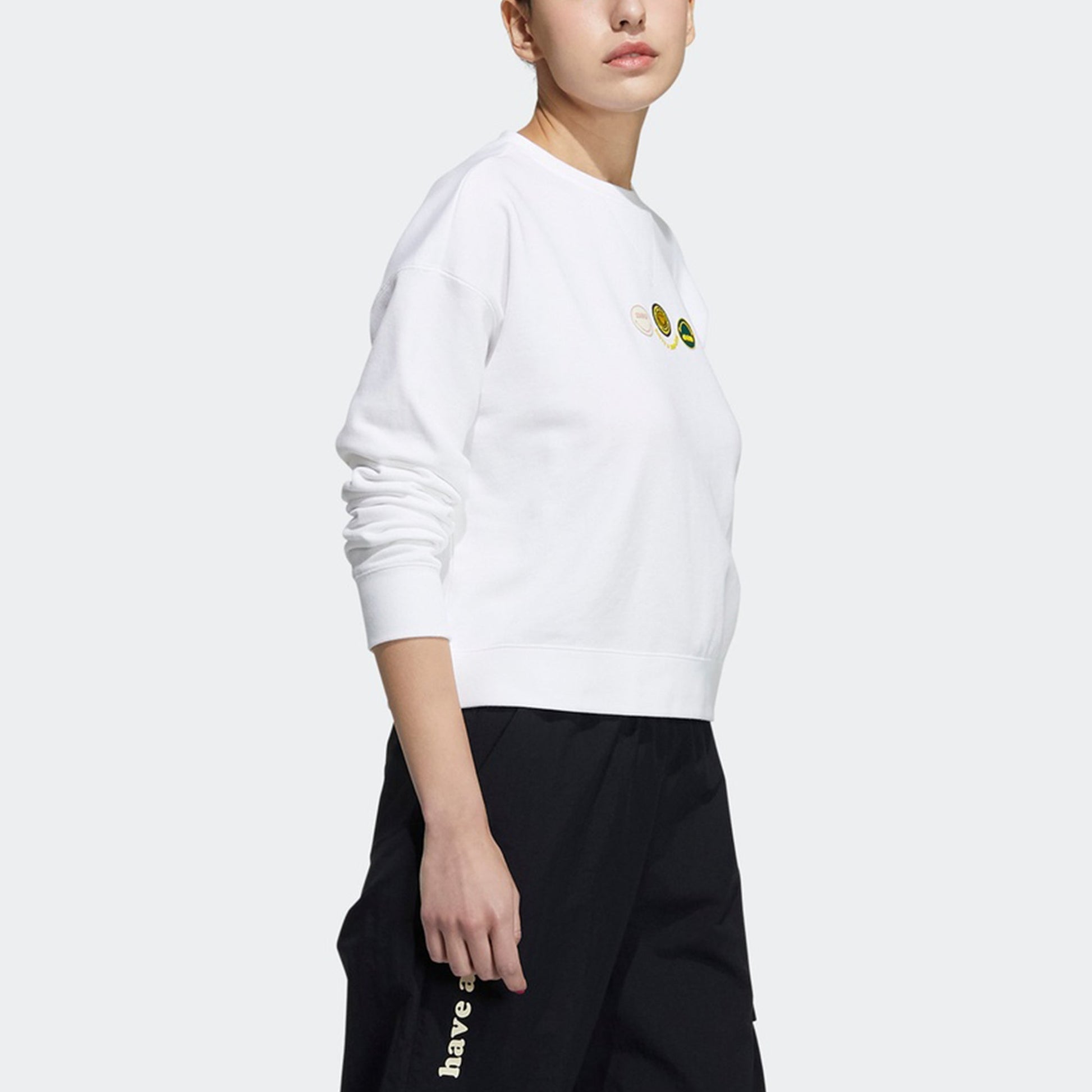 (WMNS) adidas NEO x SMILEY sweatshirt 'White' H45537