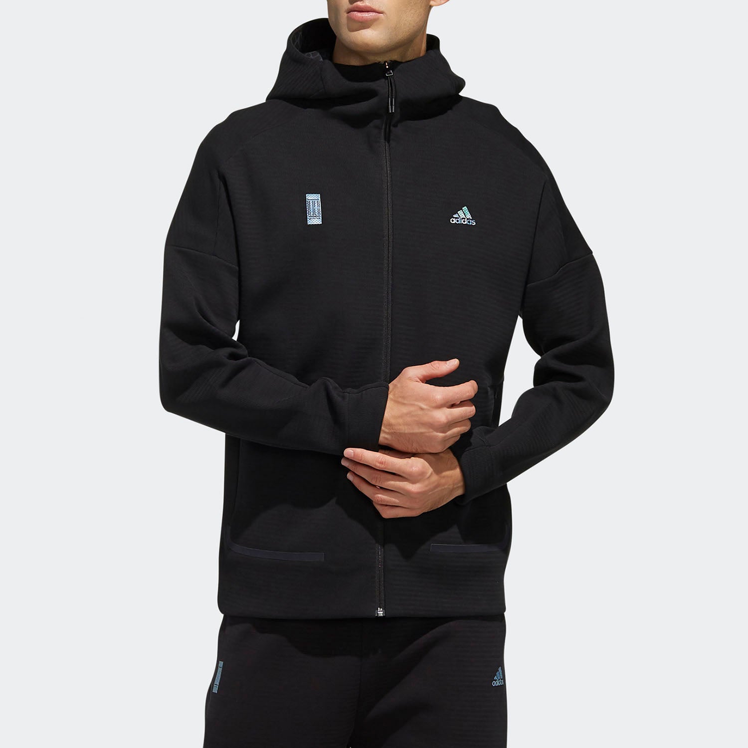 adidas Sports Shoulder Drop Hooded Jacket Black FM9339