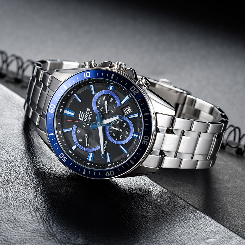 CASIO EDIFICE Waterproof Men Silver/ Mens Blue Analog EFR-552D-1A2VUPR