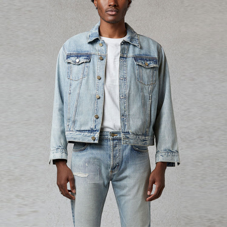 Fear of God Essentials FW20 Light Denim Trucker Jacket 'Indigo' FOG-FW20-363